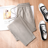 速干卫裤 卡其色冰丝运动裤 高端洋气垂感休闲直筒裤 薄款 欧货 女夏季