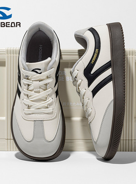 HOBIBEAR宽头鞋平底休闲德训鞋系带轻便复古风运动鞋大头驾车鞋