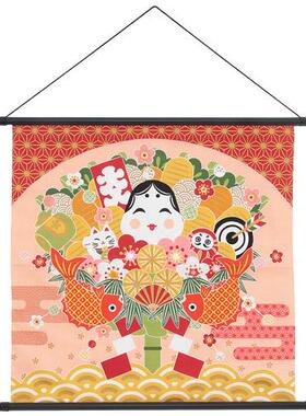 BLS本岸现货日本进口新年正月祝熊手招福吉祥室内布挂画壁画附轴