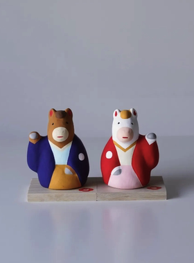 本岸现货日本制2026限定玩具工房濑户烧手作招财马摆件招福开运