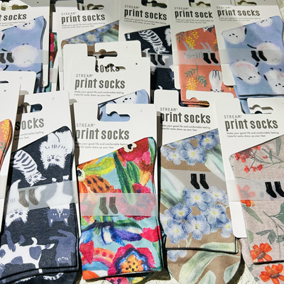 BLS本岸现货日本进口新款stream彩色短袜花卉动物猫咪植物文艺