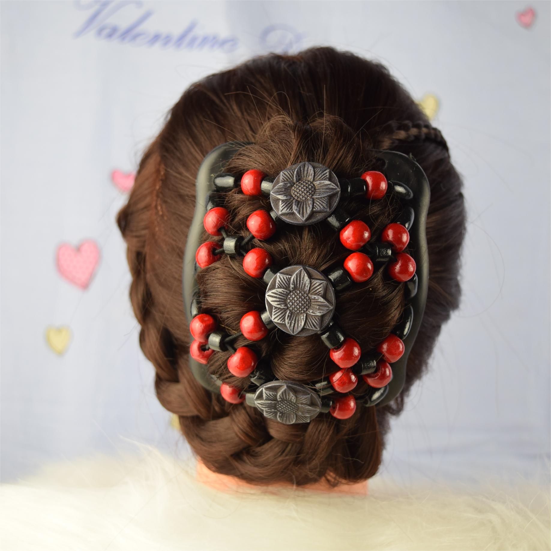 串珠盘发器双排插梳塑料发夹ins