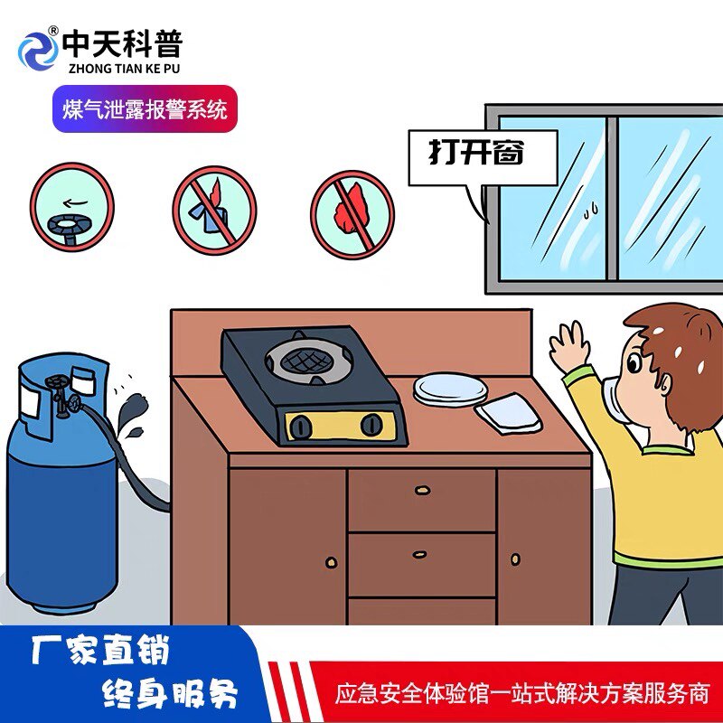 VR设备煤气泄漏报警系统场景模拟体验消防安全教育应急措施教学