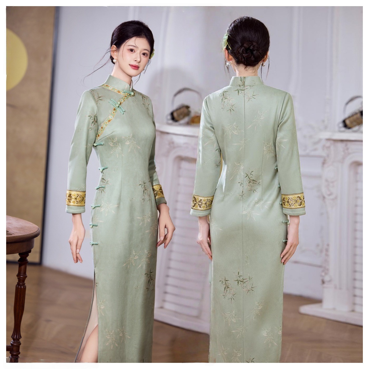 2025秋冬新款加绒加厚复古旗袍