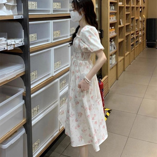 森系初恋连衣裙女温柔甜美显瘦收腰小个子仙女超仙学生碎花长裙夏