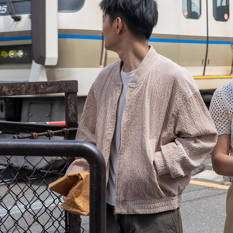 几立棒球领春秋冬宽松灯芯绒夹克