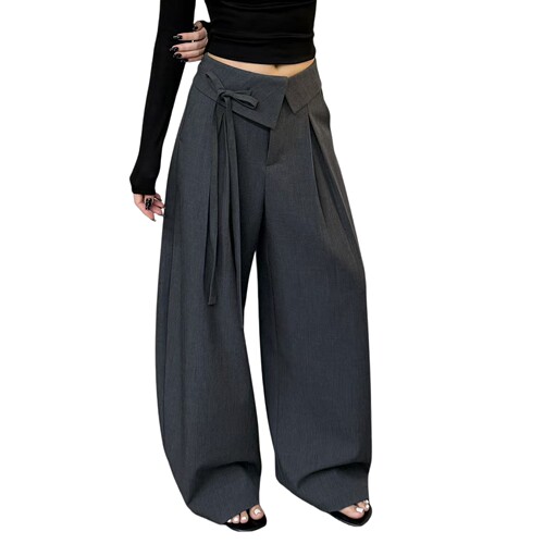 高腰阔腿裤垂坠感高级感西装裤女