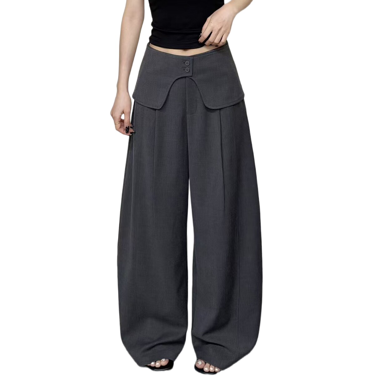 屁帘裤女2026夏季新款薄款高腰阔腿裤垂坠感高级感设计感西装裤子