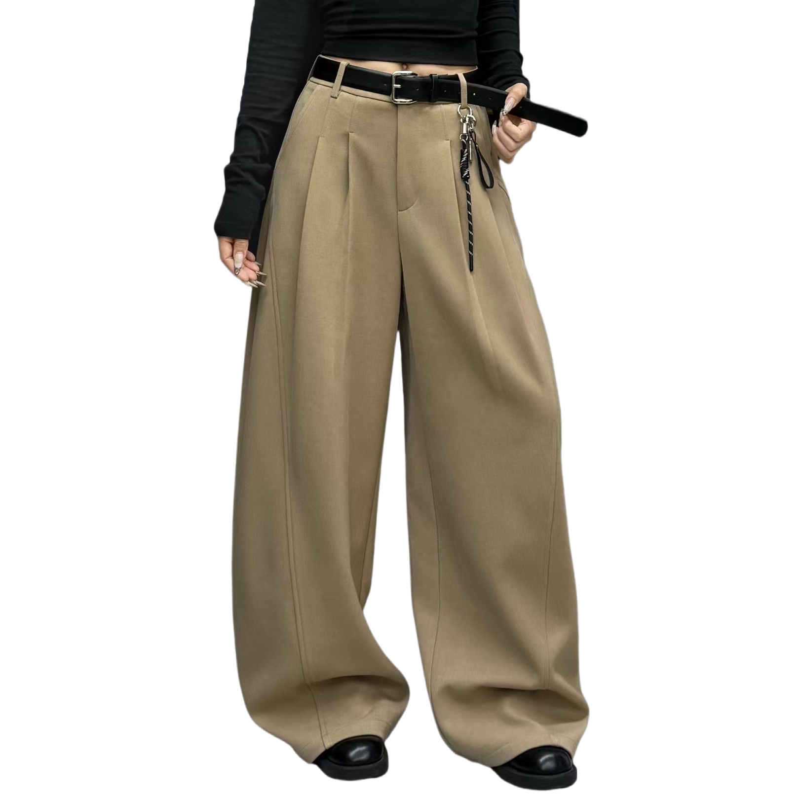 西装阔腿裤女2025秋冬新款垂感高级感高腰显瘦窄版遮肉遮胯直筒裤