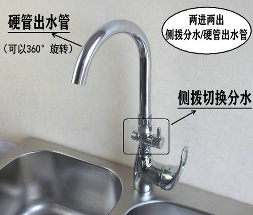 双管厨房万向冷热水两进二出多功能洗菜盆洗手盆双出水水龙头全铜 - 封面