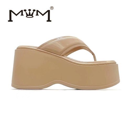 9cm潮流防滑亮皮轻便厚底拖鞋女