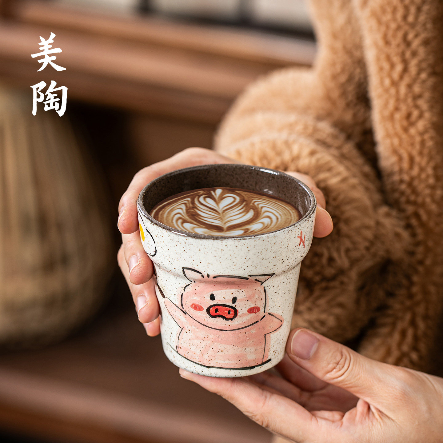 景德镇陶瓷杯可爱咖啡杯牛奶杯紫黑泥釉下彩手绘手握杯茶杯主人杯,餐饮具,马克杯,淘宝优惠券,粉丝福利购,淘宝优惠卷