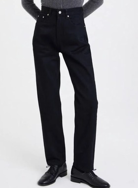 沈姐原单25秋冬新韩国GU*SS品牌女装弹力直筒中高腰抓绒牛仔裤子