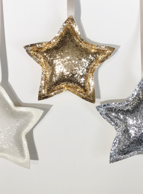 green创意珠光pu小星星爱心挂件