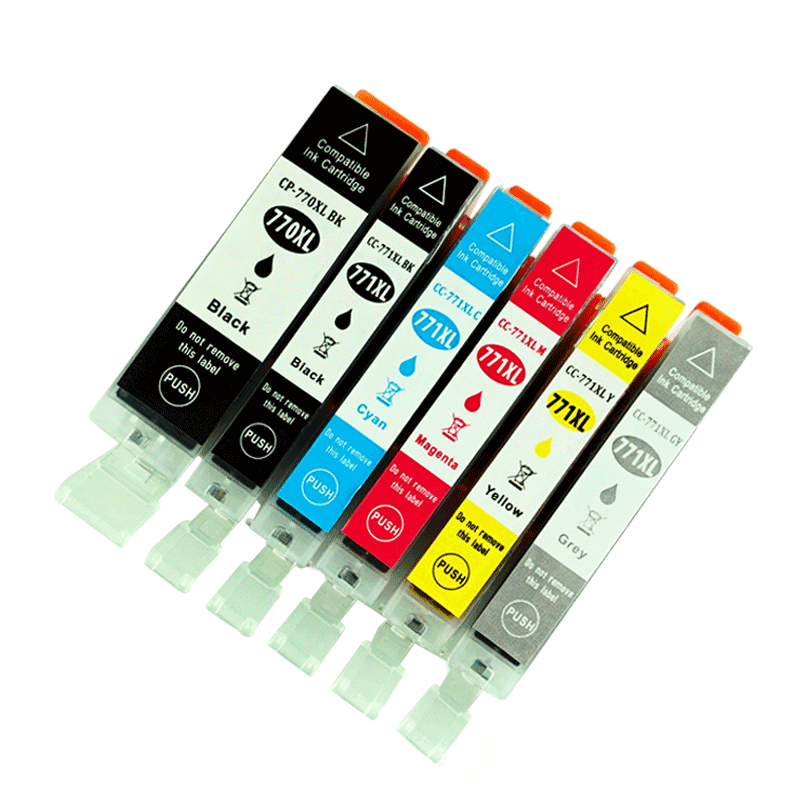 适用 佳能770 771墨盒港澳版Canon TS5070 6070 8070 9070彩色相片打印机MG5770 6870 7770墨水770BK黑色墨盒