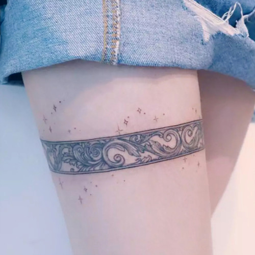 花臂少女TATTOO L10 小星星蕾丝腿环梦幻仙女纹身贴 满两张包邮 - 封面