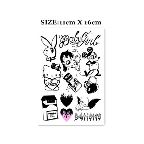 花臂少女TATTOO X10暗黑多图兔子爱心猫咪字母图案防水纹身贴包邮 - 封面