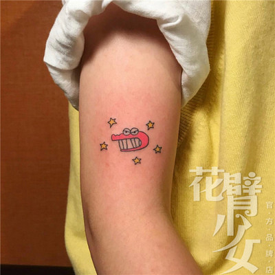 花臂少女TATTOO 201 卡通生气的鳄鱼星星少女可爱纹身贴 一张2个