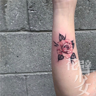 手臂手腕玫瑰花朵花卉清新少女纹身贴防水刺青 花臂少女TATTOO