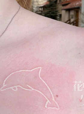 花臂少女TATTOO2020新品新工艺白色手腕纹身贴线条小海豚一张两个