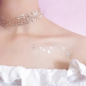 花臂少女TATTOO 少女心炸裂 亮闪闪金银小星星烫金肩膀锁骨纹身贴