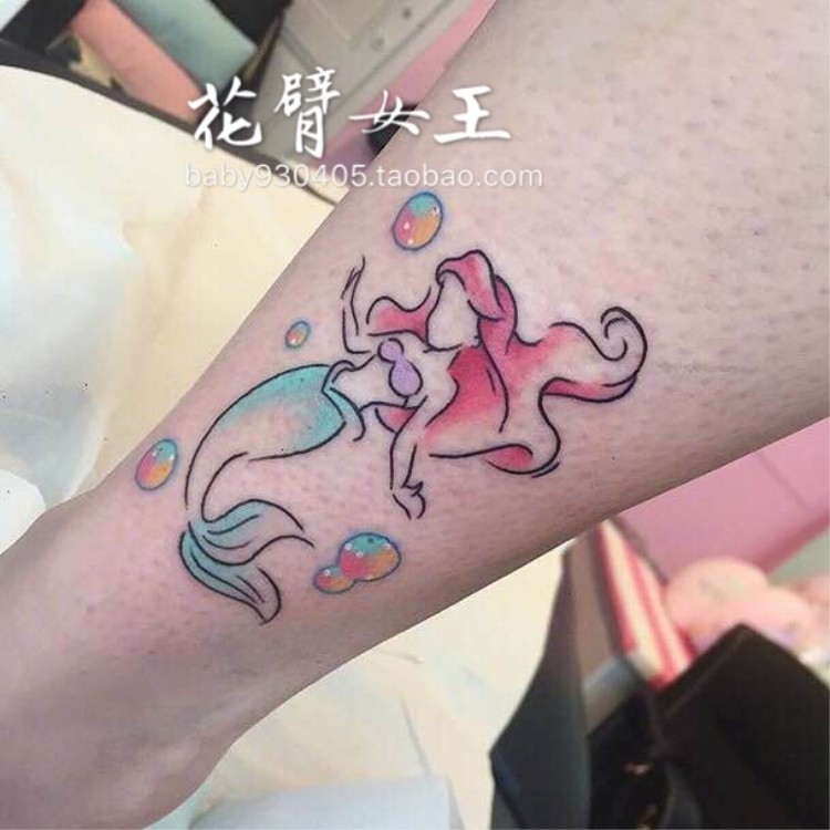 花臂少女tattoo s75 卡通人物原宿海底美人鱼软妹可爱防水纹身贴