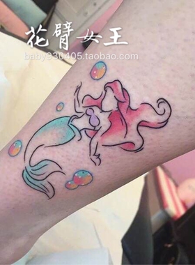 花臂少女TATTOO S75 卡通人物原宿海底美人鱼软妹可爱防水纹身贴