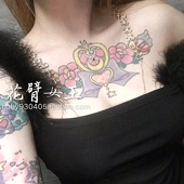 蝴蝶结美少女变身器仙女 花臂少女TATTOO D78 胸前纹身贴