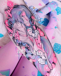 花臂少女TATTOO 浮世绘软妹独角兽少女纹身贴 包邮 Z29
