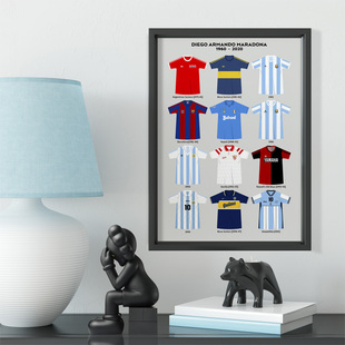 马拉多纳生涯球衣纪念相框酒吧装饰阿根廷队足球球迷礼品摆件