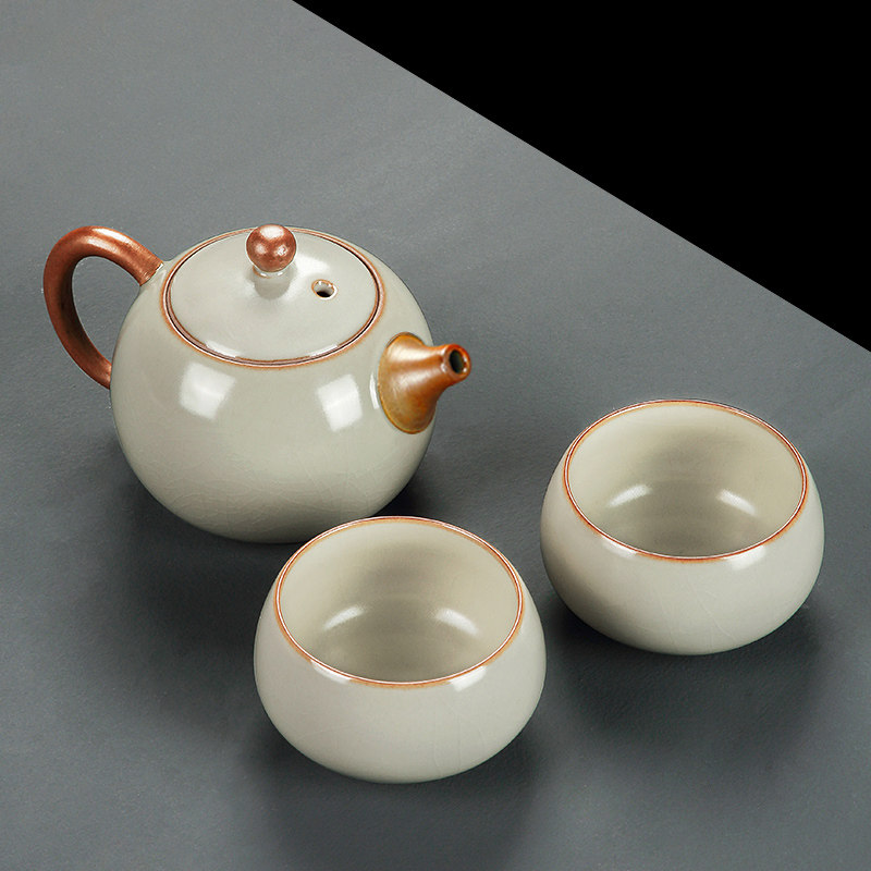 汝窑泡茶壶家用功夫茶具茶道泡茶器陶瓷一壶两杯西施壶高档新中式
