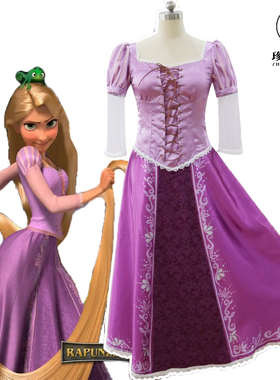 长发公主裙乐佩公主魔发奇缘亲子服装迪士尼裙子连衣裙紫色仙女裙