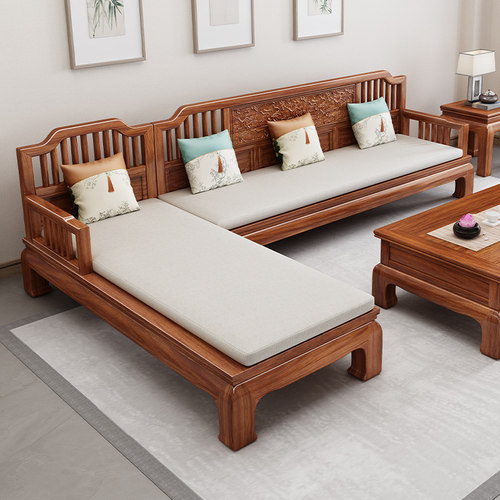 新中式禅意古典小户型实木沙发