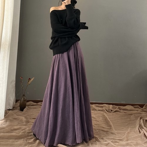 外穿双层新款不规则针织长裙文艺