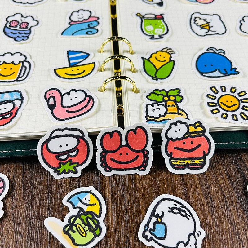 手账贴纸卡通q版手绘蜡笔风涂鸦diy装饰手机电脑ipad防水素材贴画