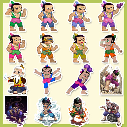 葫芦娃学生水杯手账贴纸笔记本电脑手机壳手工DIY装饰素材贴画