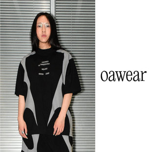 OAWEAR 男女可穿原创先锋街头潮流印花全棉t恤黑色2020夏kanye色