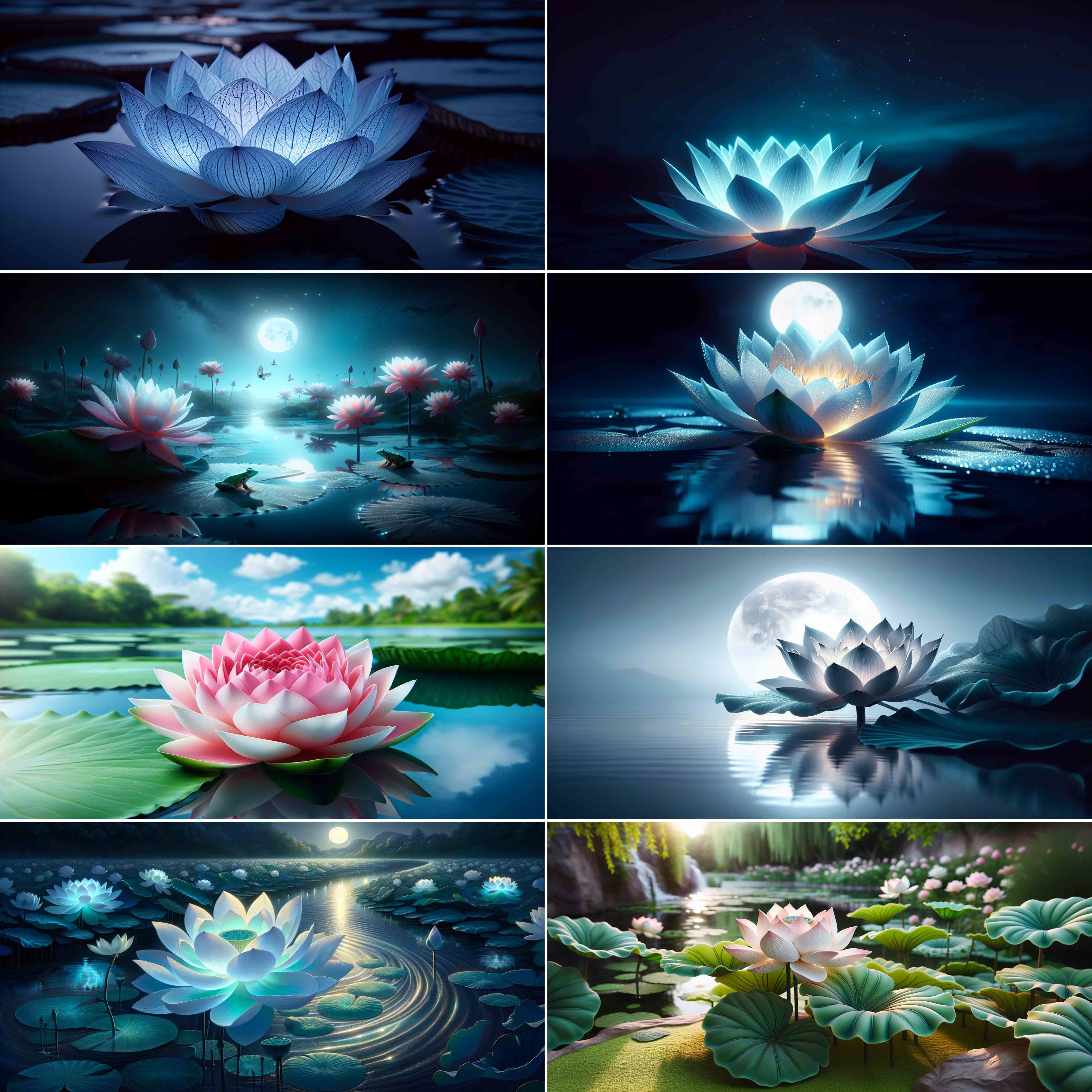 新款Ai油画鱼缸背景贴纸壁纸布景画莲花系列缸外自粘底部外贴定制