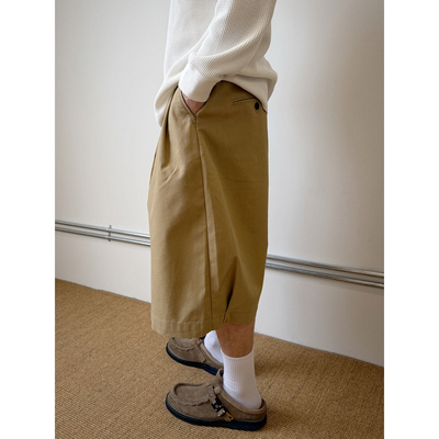 百搭纯色cleanfit廓形七分裤男女