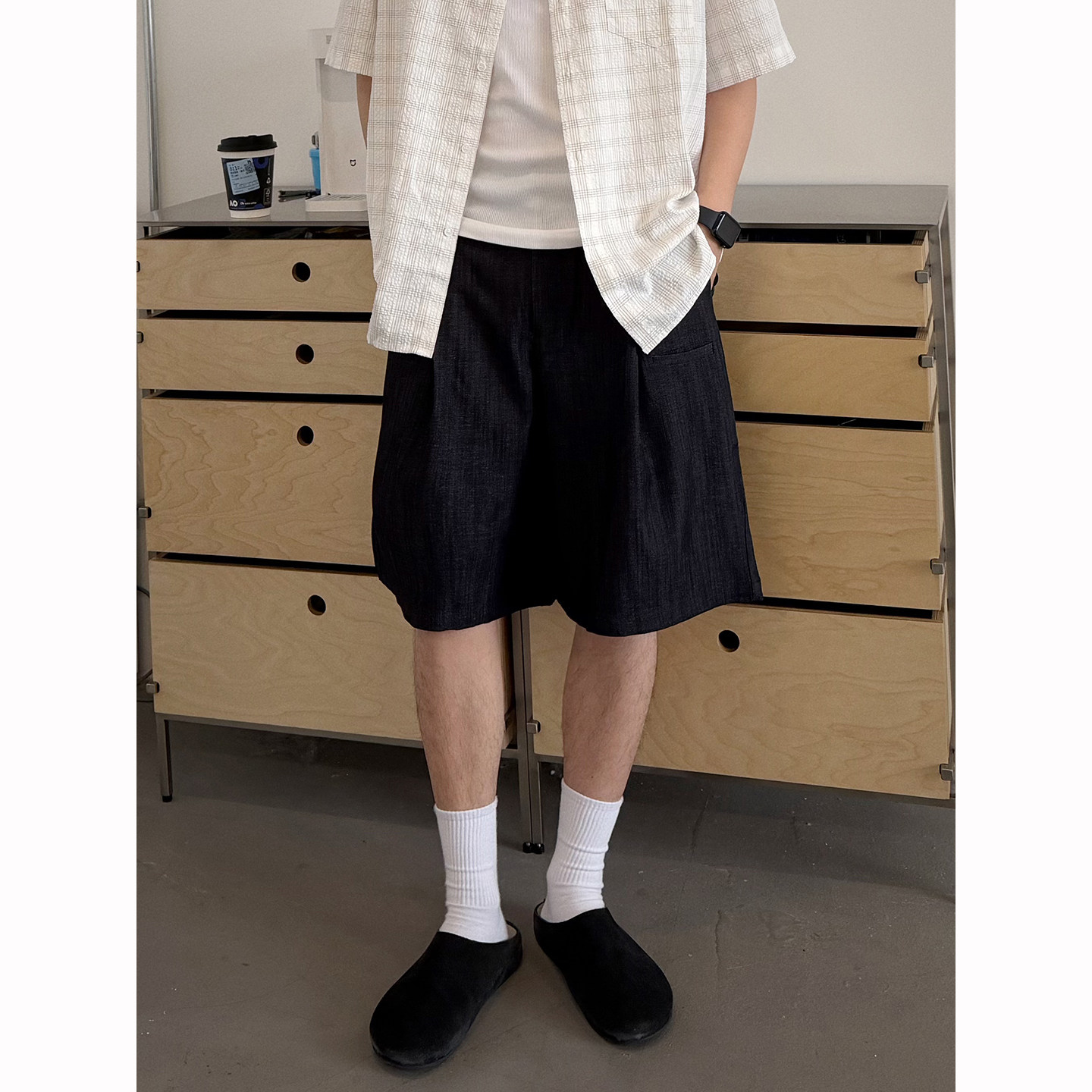 夏季通勤舒适休闲短裤日系男女宽松西裤质感高级五分裤潮流