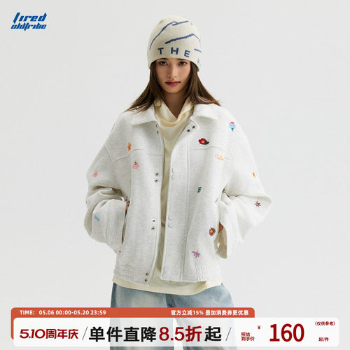 TIRED美式复古小刺绣夹克秋情侣