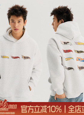 TIRED美式印花情侣连帽卫衣秋季宽松街头套头衫长袖百搭休闲上衣