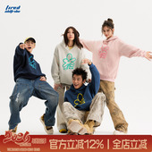 oversize上衣百搭长袖 TIRED国潮美式 潮流连帽卫衣情侣加绒套头衫