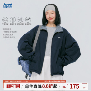 TIRED美式 情侣廓形宽松上衣休闲外套 潮流双面穿格子立领夹克春季