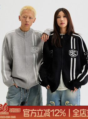 TIRED美式复古开衫长袖毛衣秋季情侣慵懒风针织衫高级感上衣外套