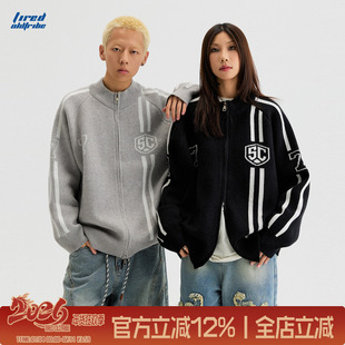 TIRED美式复古开衫长袖毛衣秋季情侣慵懒风针织衫高级感上衣外套