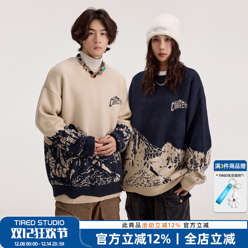 TIRED宽松圆领潮流针织衫