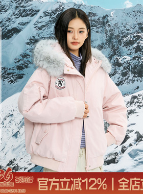 TIRED美式潮流大毛领派克羽绒服冬季情侣款90白鸭绒保暖加厚外套