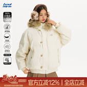 情侣款 TIRED美式 90白鸭绒毛领连帽羽绒服冬季 宽松保暖加厚外套潮