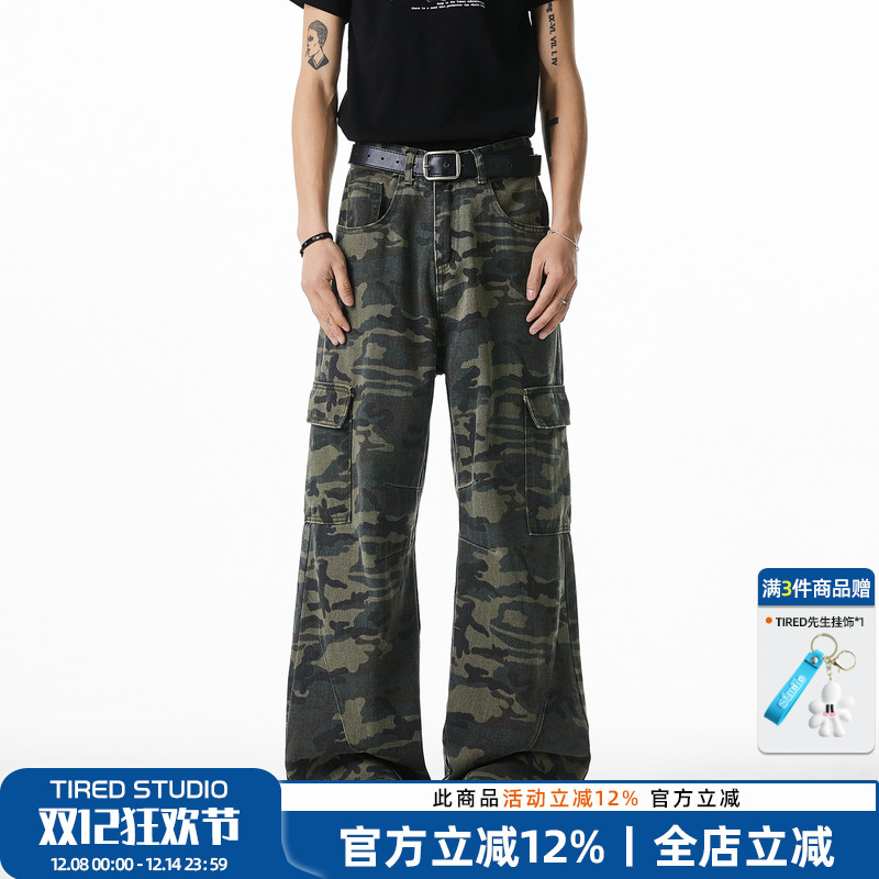 TIRED直筒宽松休闲牛仔裤